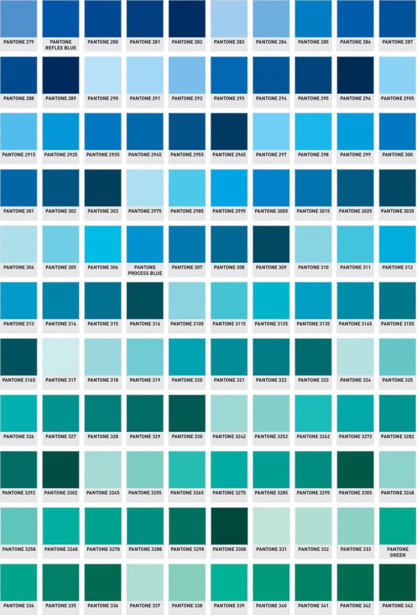 blue pantone color chart